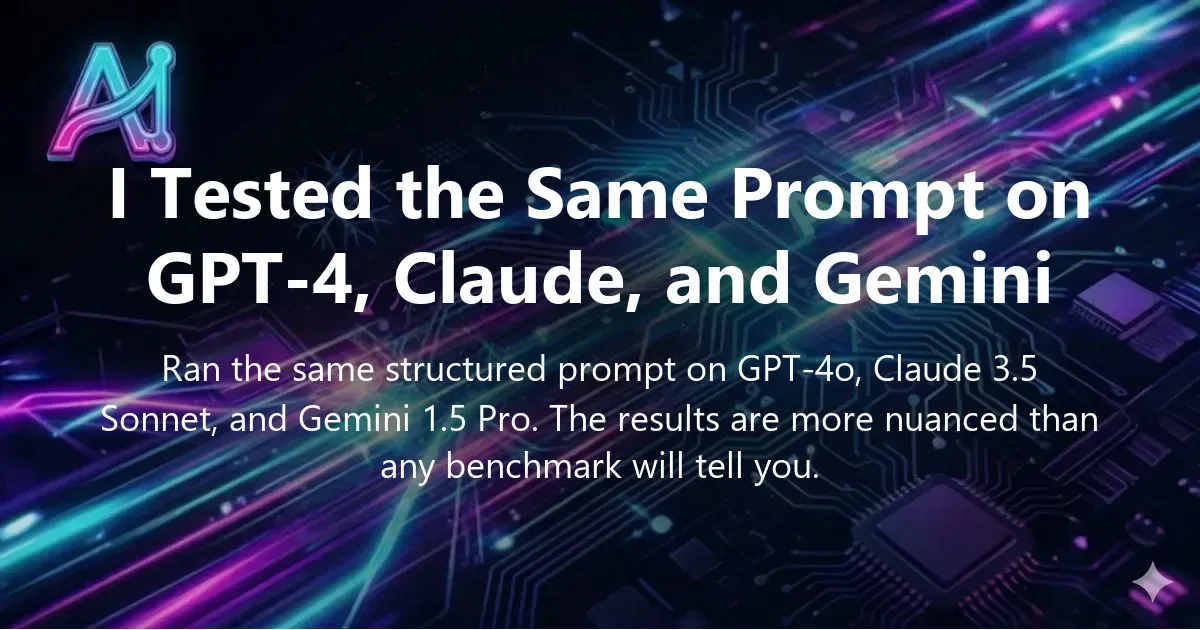 Illustration for "I Tested the Same Prompt on GPT-4, Claude, and Gemini" — a guide on AI and LLM | Applied AI Hub