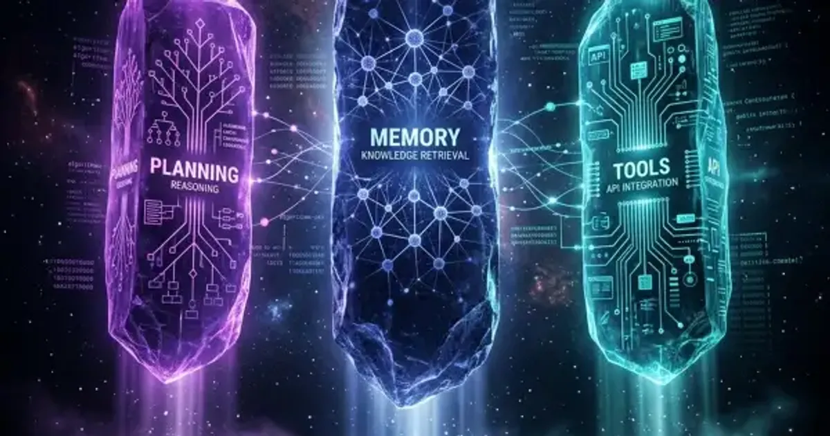 Illustration for "Memory, Planning, Tools: The Three Pillars Every Serious AI Power User Must Understand" — a guide on AI agents and memory | Applied AI Hub