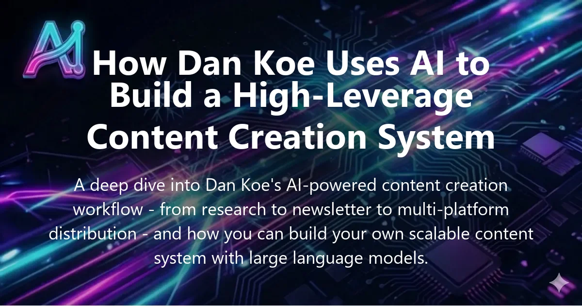 Cover image for "How Dan Koe Uses AI to Build a High-Leverage Content Creation System" — AI content creation, Dan Koe guide | Applied AI Hub