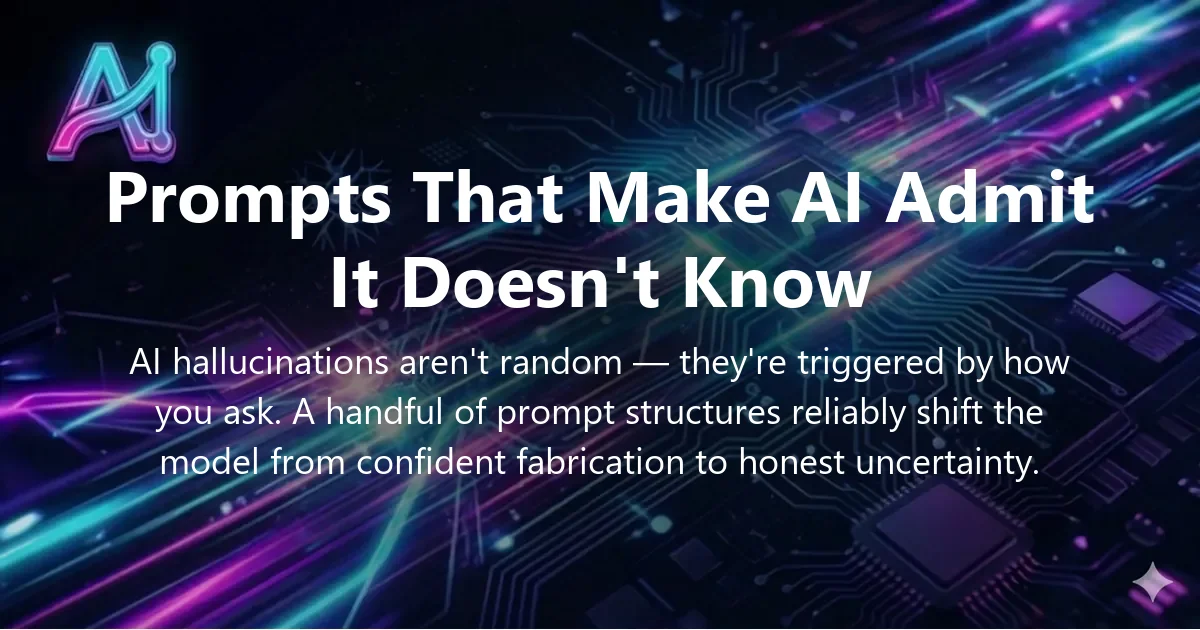 Cover image for "Effective Prompts That Make AI Admit It Doesn't Know" — prompt engineering, AI hallucinations guide | Applied AI Hub